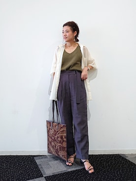 「ハイウエスト」｜「アイテム（Tシャツ/カットソー）」を使った、ayaさん（レディース・162cm）の夏コーディネート