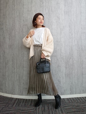 「アイテム（ボストンバッグ）」を使った、ayaさん（レディース・161cm）の秋コーディネート