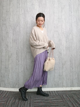 「アイテム（ニット/セーター）」を使った、ayaさん（レディース・161cm・30代）の秋コーディネート