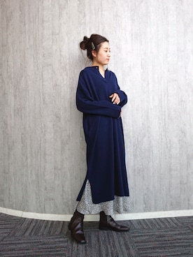 「ニットワンピース」｜ayaさん（レディース・161cm）の冬コーディネート