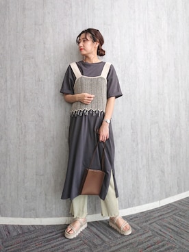 「LOWRYS FARM（ローリーズファーム）のフリンジビスチェ　947813（ベスト）」を使った、ayaさん（レディース・161cm）の春コーディネート