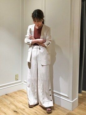 「ハンサムコーデ」｜「アイテム（ノーカラージャケット）」を使った、BABYLONE STAFFさん（レディース・157cm）の夏コーディネート