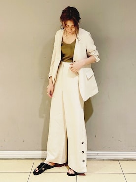 「ハンサムコーデ」｜「アイテム（ノーカラージャケット）」を使った、BABYLONE STAFFさん（レディース・166cm）の夏コーディネート