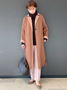 「ハンサムコーデ」｜「アイテム（チェスターコート）」を使った、BABYLONE STAFFさん（レディース・158cm）の秋コーディネート