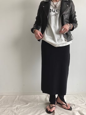 「TICCA（ティッカ）のアイテム（ライダースジャケット）」を使った、BABYLONE STAFFさん（レディース・158cm）の冬コーディネート