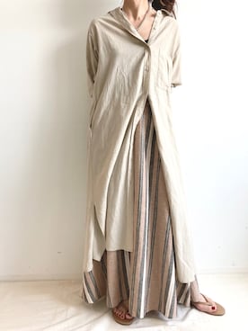 「マキシスカート」｜「アイテム（シャツワンピース）」を使った、BABYLONE STAFFさん（レディース・158cm）の春コーディネート
