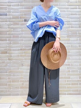 「リラックスパンツ」｜「アイテム（帽子）」を使った、BABYLONE STAFFさん（レディース・158cm）の春コーディネート