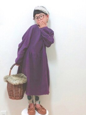 「アイテム（モカシン/デッキシューズ）」を使った、りちゅ♡♡さん（キッズ・120cm）の秋コーディネート