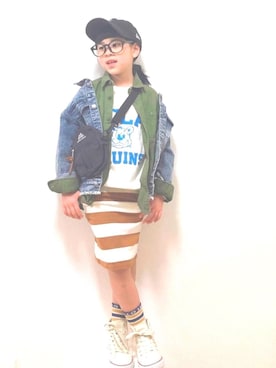 「カーキシャツ」｜「アイテム（ジャケット/アウター）」を使った、りちゅ♡♡さん（キッズ・120cm）の冬コーディネート