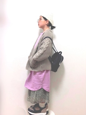 「花柄スカート」｜りちゅ♡♡さん（キッズ・125cm）の冬コーディネート