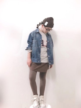 「アイテム（タンクトップ、ブラウン系）」を使った、りちゅ♡♡さん（キッズ・129cm）の秋コーディネート