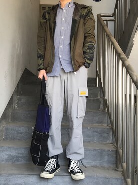 「ZARA（ザラ）のアイテム（スタジャン）」を使った、小朋友你是否有很多问号さん（メンズ・169cm）の秋コーディネート