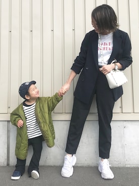 「LOWRYS FARM（ローリーズファーム）のアイテム（ノーカラージャケット）」を使った、かつこさん（レディース・158cm）の春コーディネート