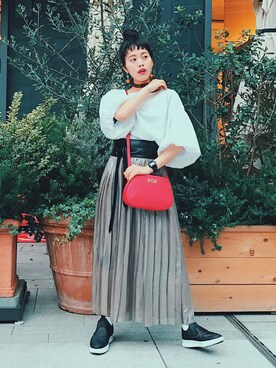 「花見コーデ」｜「アイテム（アクセサリー）」を使った、T Λ Eさん（レディース・158cm）の春コーディネート