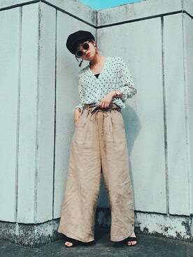 「STUDIOUS（ステュディオス）のアイテム（サンダル）」を使った、T Λ Eさん（レディース・158cm）の春コーディネート