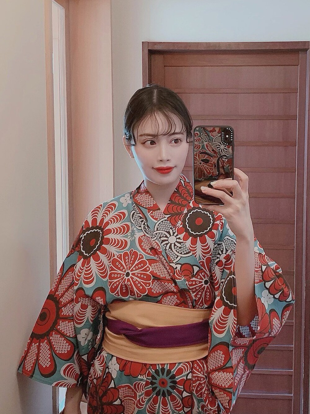 「春コーデ、浴衣、浴衣女子、花柄、休日スタイル、旅行、リラックススタイル、春色、春夏コーデ、撮影」｜「浴衣のアイテム（浴衣、その他）」を使った、T Λ Eさん（レディース・158cm）の春コーディネートの1枚目の写真
