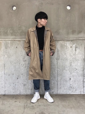 「アイテム（ステンカラーコート）」を使った、RIKIさん（メンズ・173cm・20代）の秋コーディネート