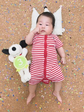 「RALPH LAUREN（ラルフ ローレン）のアイテム（その他トップス、レッド系）」を使った、hophyongさん（キッズ・90cm）の秋コーディネート