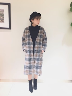 「アーバンリサーチ」｜「アイテム（キャスケット）」を使った、MIRUさん（レディース・160cm）の冬コーディネート