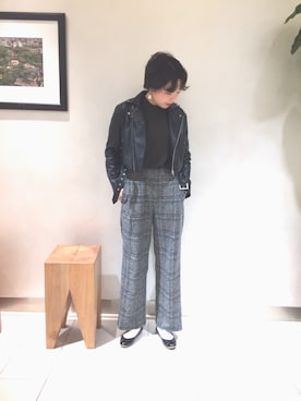 「アーバンリサーチ」｜「アイテム（ライダースジャケット）」を使った、MIRUさん（レディース・160cm）の冬コーディネート
