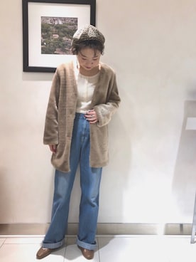 「ファーアウター」｜「アイテム（その他アウター）」を使った、MIRUさん（レディース・160cm）の冬コーディネート