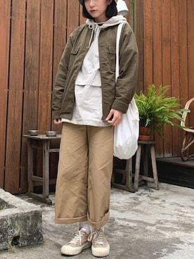 「無印良品（ムジルシリョウヒン）のアイテム（ノーカラージャケット）」を使った、Joyyyy🧃さん（レディース・160cm）の春コーディネート