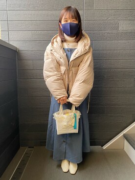 「SNIDEL（スナイデル）のアイテム（ダウンジャケット/コート）」を使った、‎みんとさん（レディース・148cm）の冬コーディネート