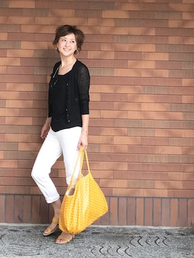 「イエローバッグ」｜「アイテム（パンツ）」を使った、Ｌエルさん（レディース・161cm）の夏コーディネート