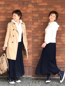 「CONVERSE（コンバース）のALL STAR INHEEL HI/オールスター　インヒール　HI（スニーカー）」を使った、Ｌエルさん（レディース・161cm）の春コーディネート