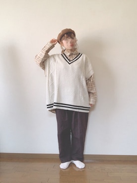 「LAGOM（LAGOM）のアイテム（ハンチング/ベレー帽）」を使った、belico*さん（レディース・146cm）の秋コーディネート