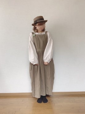 「エプロンワンピース」｜「アイテム（その他）」を使った、belico*さん（レディース・146cm）の春コーディネート