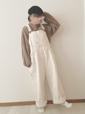「白デニム」｜「アイテム（サロペット/オーバーオール）」を使った、belico*さん（レディース・148cm）の春コーディネート