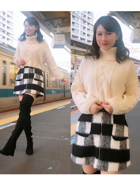 「FIG&VIPER（フィグアンドバイパー）のアイテム（スカート）」を使った、美咲さん（レディース・165cm）の冬コーディネート