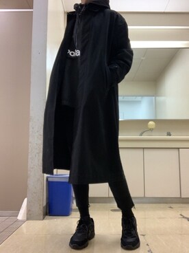 「koe（コエ）のアイテム（ステンカラーコート）」を使った、YuMiAさん（メンズ・180cm）の冬コーディネート