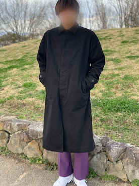 「koe（コエ）のアイテム（ステンカラーコート）」を使った、YuMiAさん（メンズ・180cm）の春コーディネート