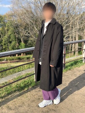「koe（コエ）のアイテム（ステンカラーコート）」を使った、YuMiAさん（メンズ・180cm）の春コーディネート