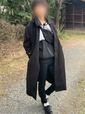 「koe（コエ）のアイテム（ステンカラーコート）」を使った、YuMiAさん（メンズ・180cm）の春コーディネート