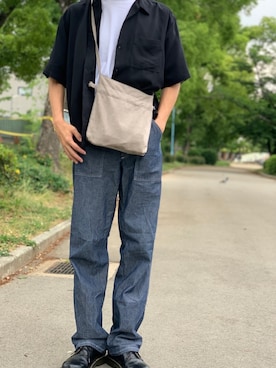 「RAGEBLUE（レイジブルー）のアイテム（ハンドバッグ）」を使った、YuMiAさん（メンズ・180cm）の夏コーディネート