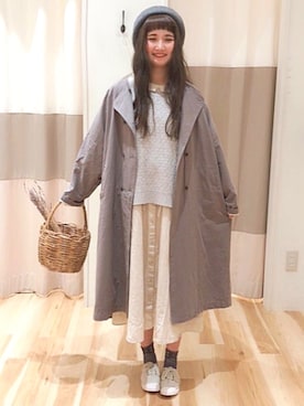 「透かし編みニット」｜「アイテム（その他アウター）」を使った、さいとぅ〜さん（レディース・159cm）の秋コーディネート