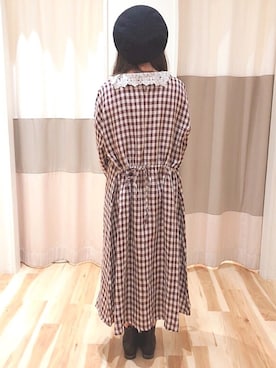 「Samansa Mos2（サマンサ モスモス）のセーラーレースカットソー（Tシャツ/カットソー、ベージュ系）」を使った、さいとぅ〜さん（レディース・159cm）の秋コーディネート
