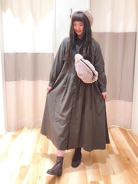 「Samansa Mos2（サマンサ モスモス）のパッチワークボディバッグ（ボディバッグ/ウエストポーチ、ベージュ系）」を使った、さいとぅ〜さん（レディース・159cm）の秋コーディネート