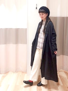 「Samansa Mos2（サマンサ モスモス）のリネン混前後２ｗａｙワンピース（ワンピース、グレー系）」を使った、さいとぅ〜さん（レディース・159cm）の冬コーディネート