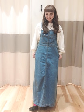 「Samansa Mos2 blue」｜「アイテム（スリッポン）」を使った、さいとぅ〜さん（レディース・159cm）の春コーディネート