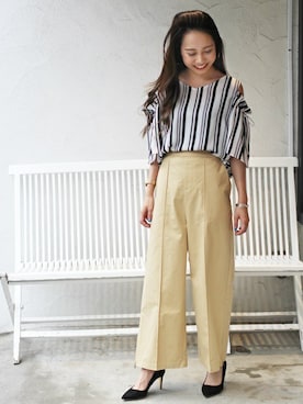 「Simplicite（サンプリシテ）のアイテム（チノパンツ）」を使った、RIE TAKIさん（レディース・156cm）の夏コーディネート