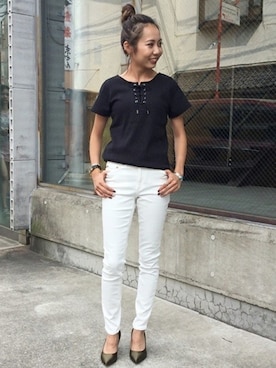 「Simplicite（サンプリシテ）のアイテム」を使った、RIE TAKIさん（レディース・156cm）の夏コーディネート