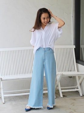 「Simplicite（サンプリシテ）のアイテム」を使った、RIE TAKIさん（レディース・156cm）の夏コーディネート