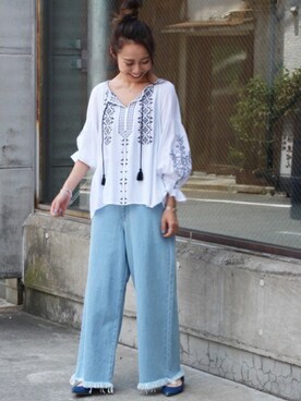 「Simplicite（サンプリシテ）のアイテム」を使った、RIE TAKIさん（レディース・156cm）の夏コーディネート