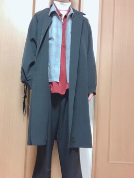「アイテム（ステンカラーコート）」を使った、motokiさん（メンズ・178cm・20代）の冬コーディネート