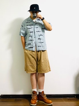 「Gramicci（グラミチ）のアイテム（帽子）」を使った、X-rayさん（メンズ・185cm）の春コーディネート