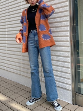 「OBEY（オベイ）のアイテム」を使った、ヒナさん（レディース・170cm）の冬コーディネート